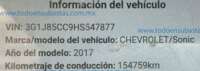 Chevrolet Sonic 2017  4p LT L4/1.6 Man 2017 Chevrolet Sonic Ingreso Interiores 5